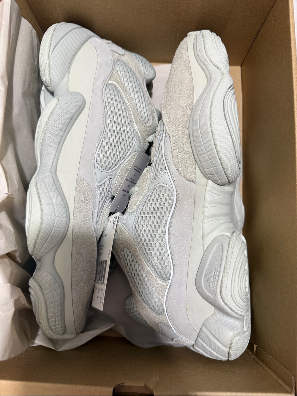 Yeezy  White/Cream Mesh & Suede Sneakers
